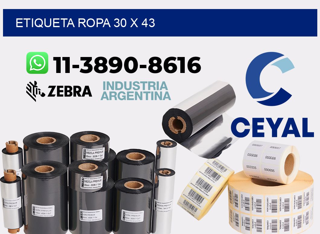 etiqueta ropa 30 x 43