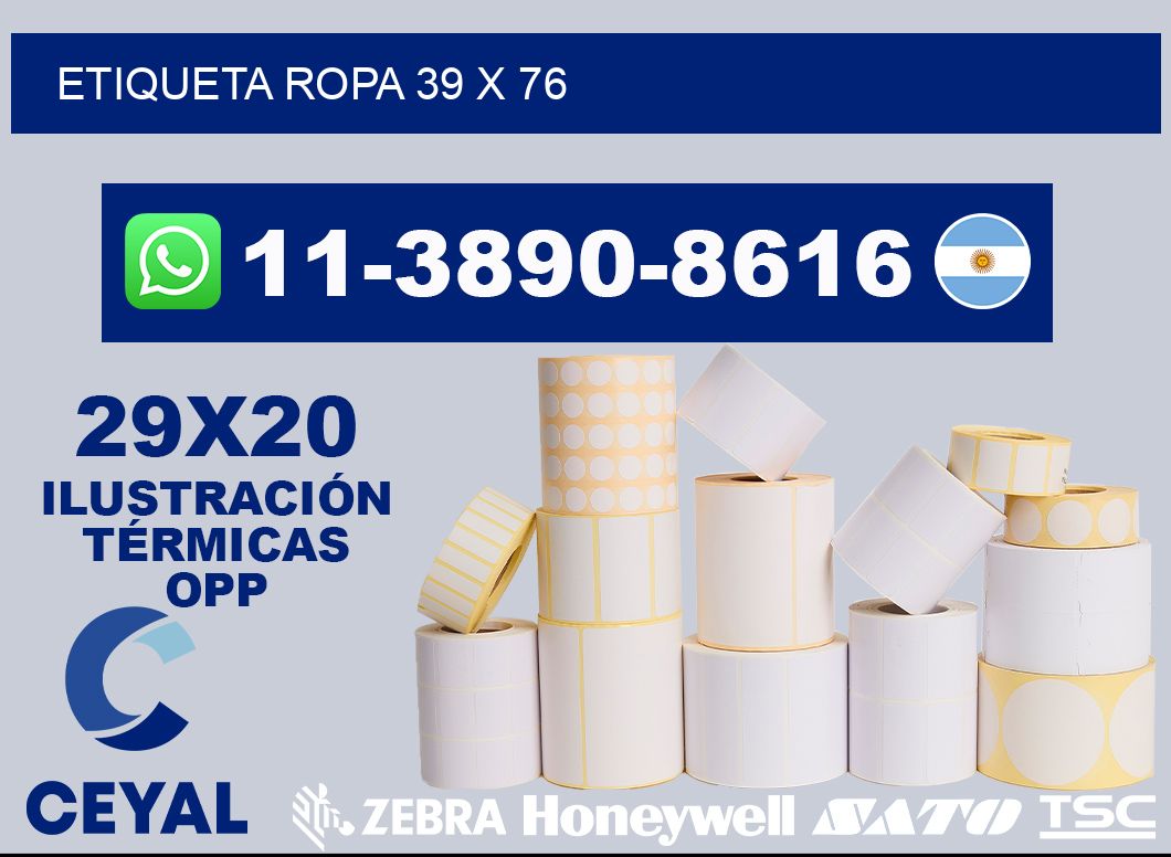 etiqueta ropa 39 x 76