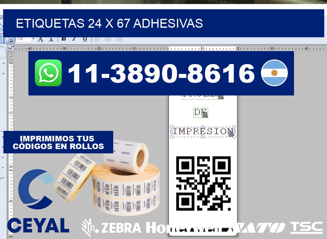 etiquetas 24 x 67 adhesivas