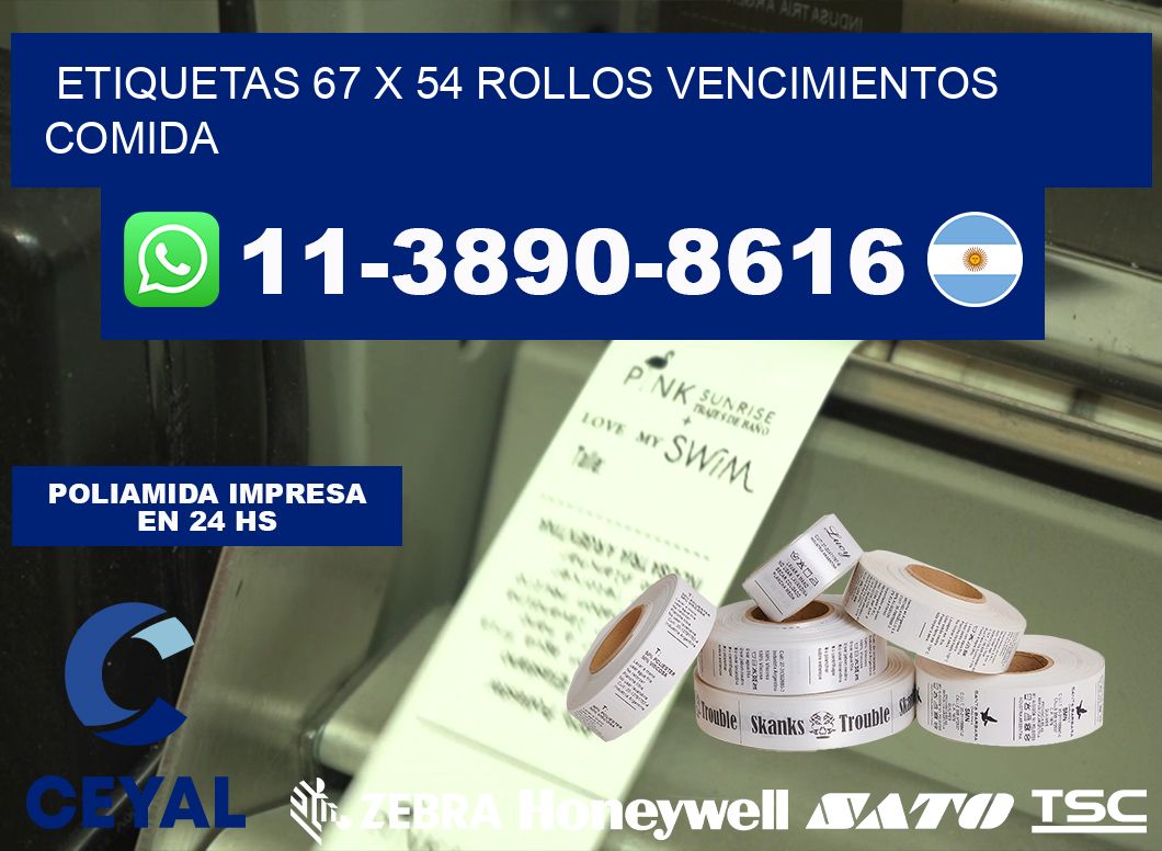 etiquetas 67 x 54 rollos vencimientos comida