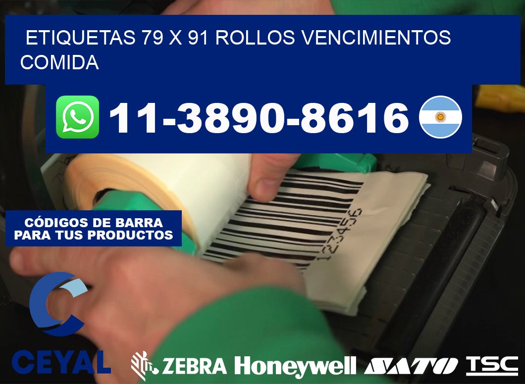 etiquetas 79 x 91 rollos vencimientos comida