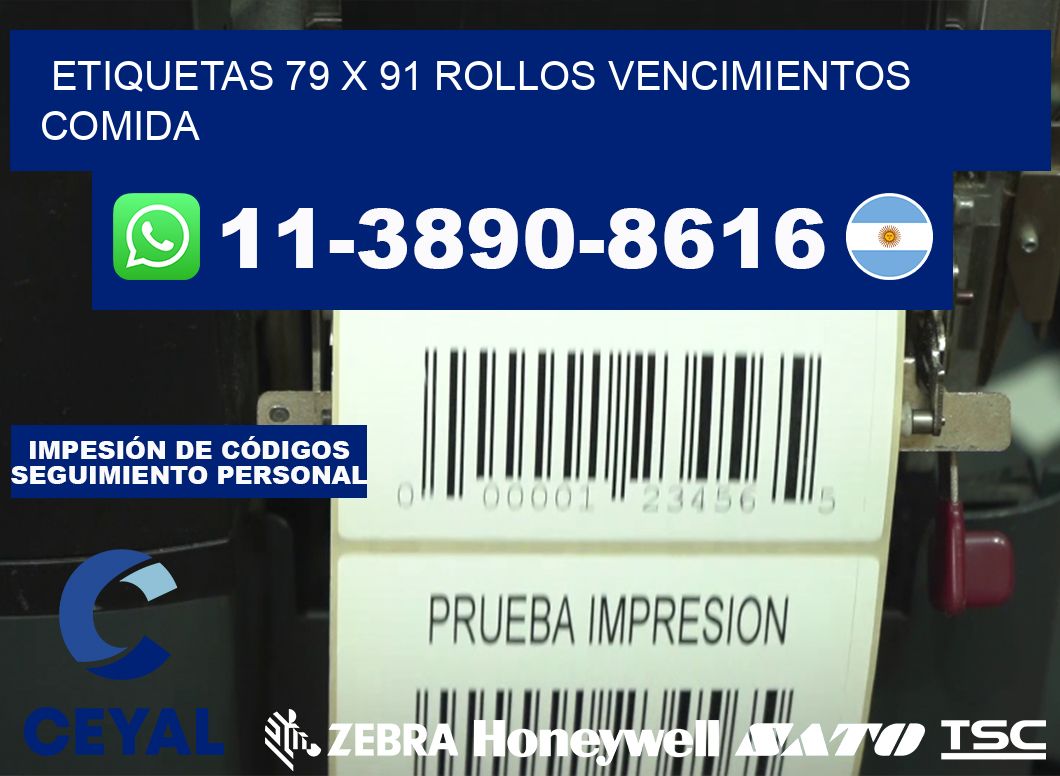 etiquetas 79 x 91 rollos vencimientos comida