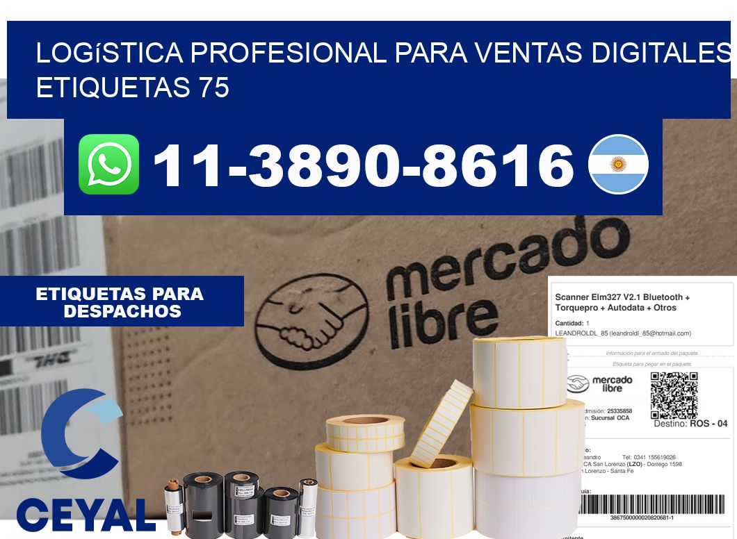 Logística profesional para ventas digitales  etiquetas 75