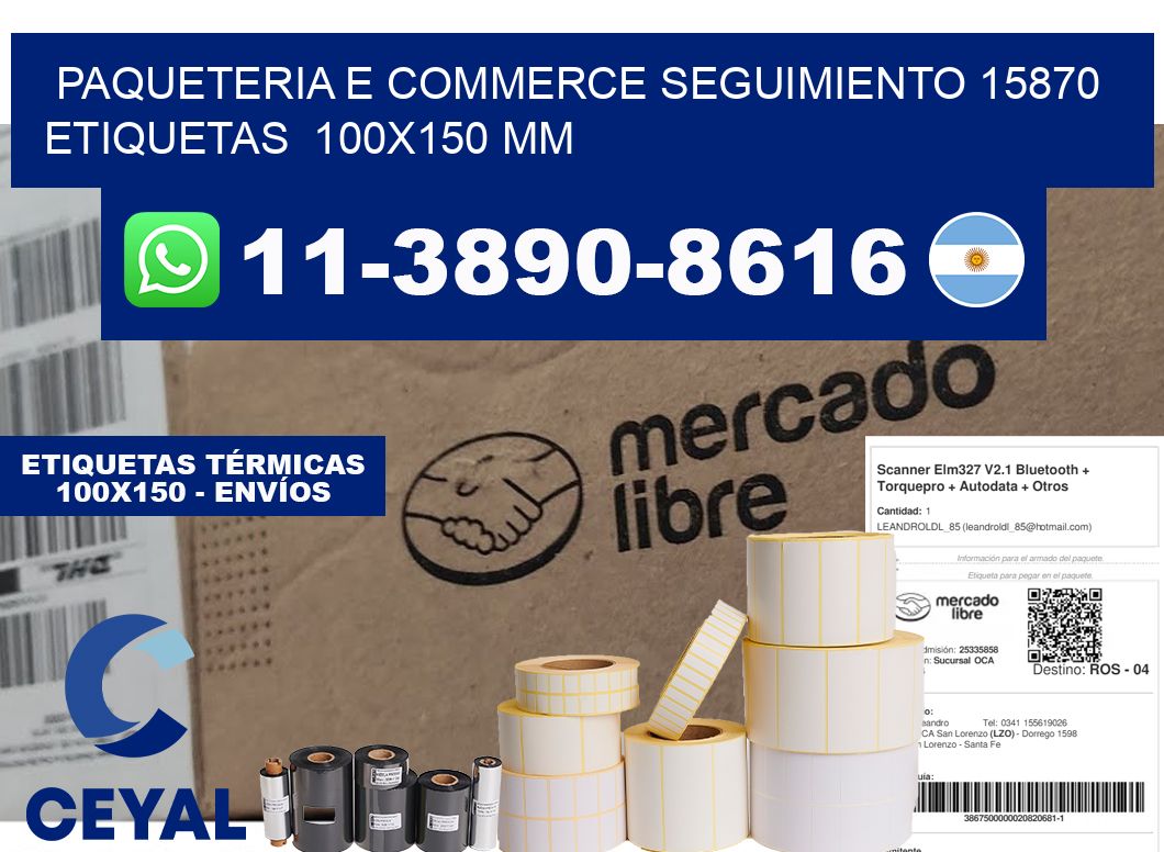 Paqueteria e commerce seguimiento 15870   etiquetas  100x150 mm