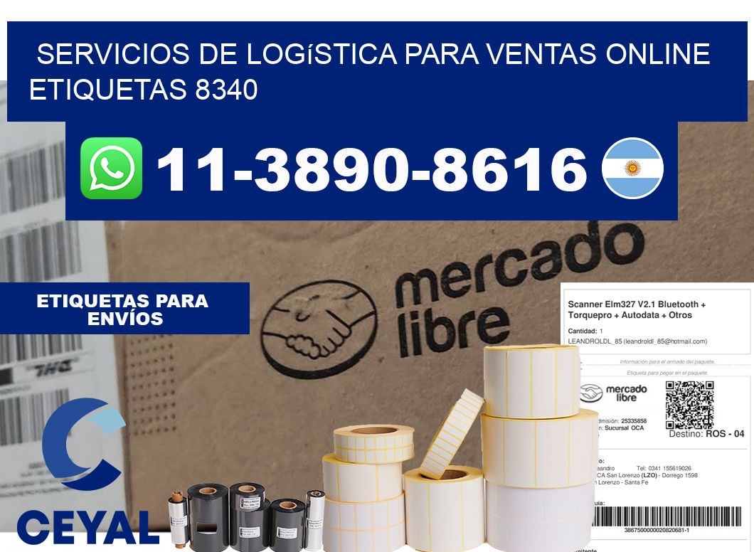 Servicios de logística para ventas online etiquetas 8340