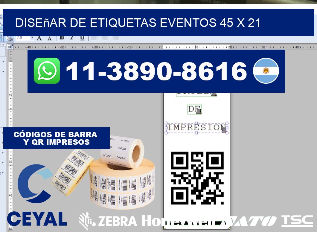 diseñar de etiquetas eventos 45 x 21