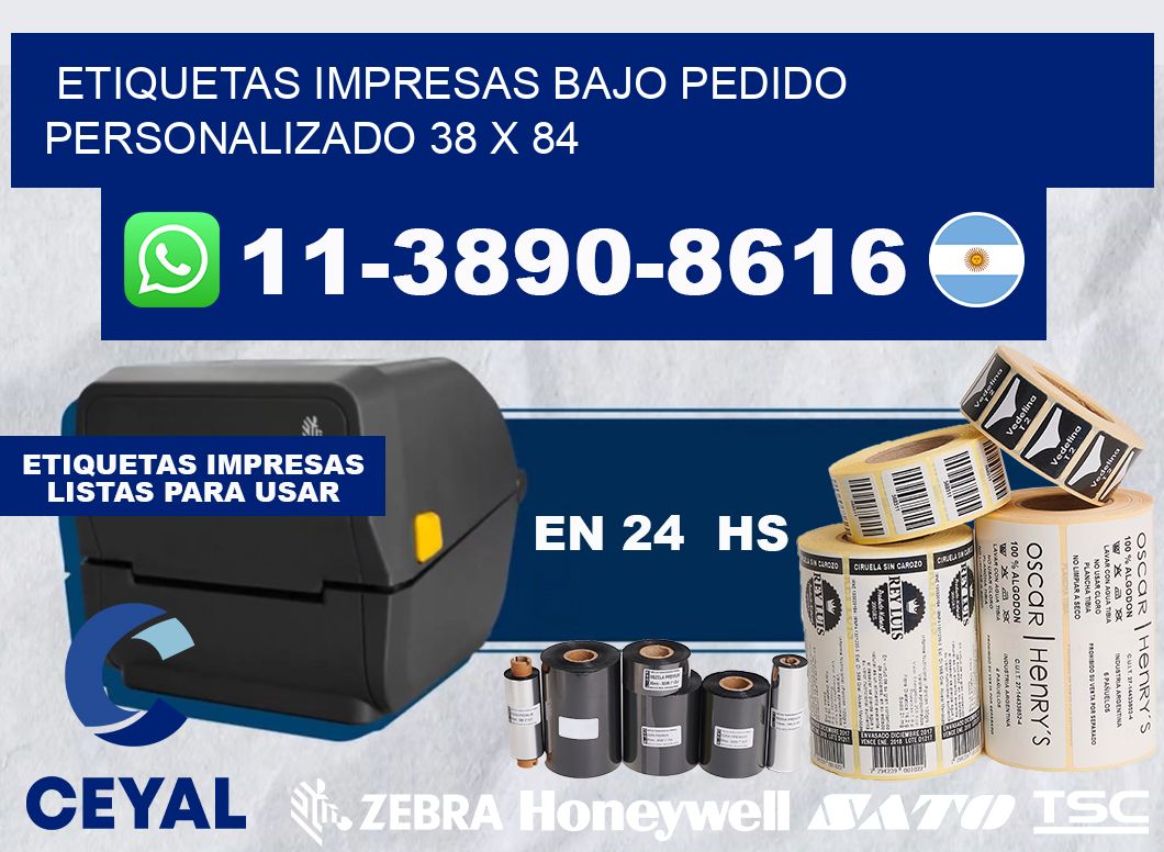 etiquetas impresas bajo pedido personalizado 38 x 84
