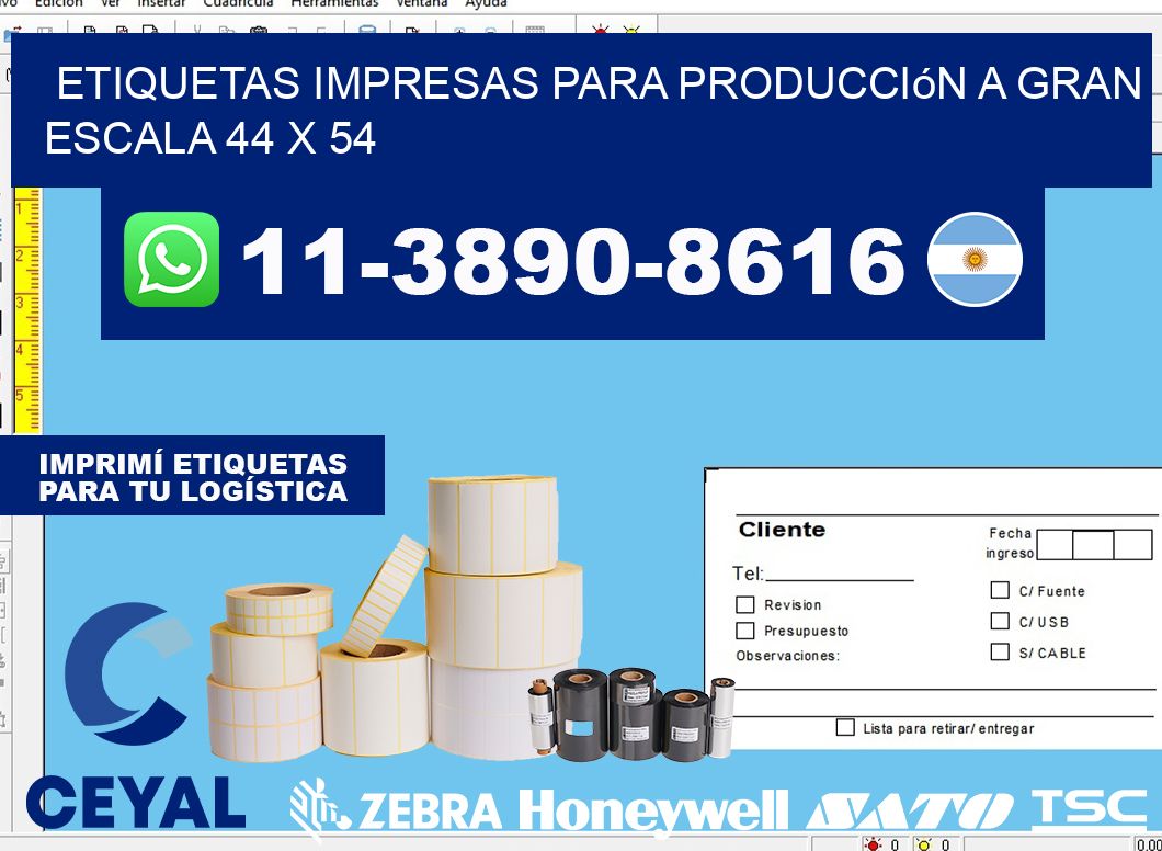 etiquetas impresas para producción a gran escala 44 x 54