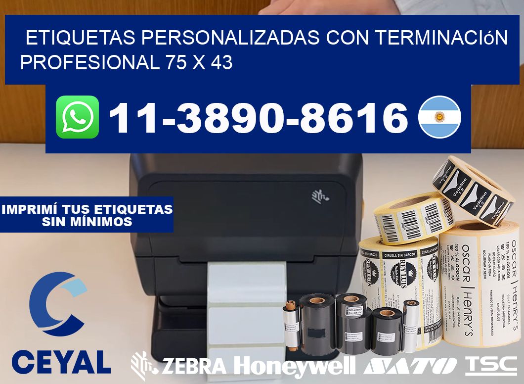 etiquetas personalizadas con terminación profesional 75 x 43