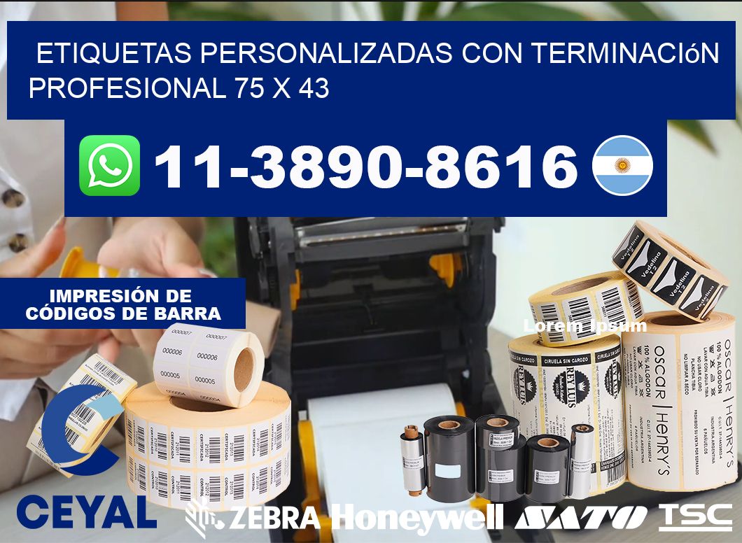 etiquetas personalizadas con terminación profesional 75 x 43