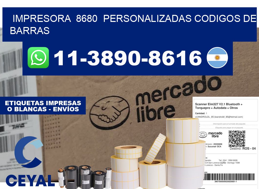 impresora  8680  personalizadas codigos de barras