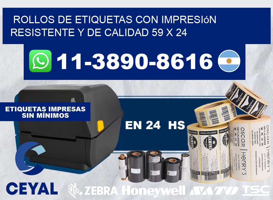 rollos de etiquetas con impresión resistente y de calidad 59 x 24