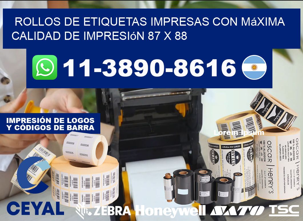 rollos de etiquetas impresas con máxima calidad de impresión 87 x 88