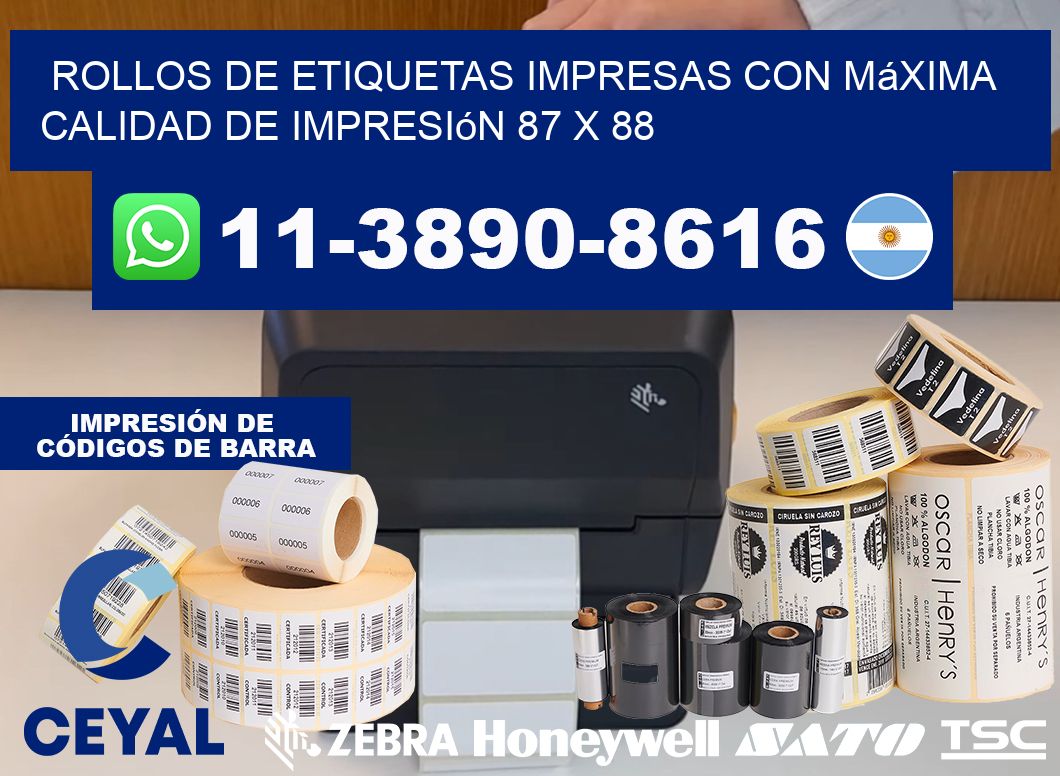rollos de etiquetas impresas con máxima calidad de impresión 87 x 88