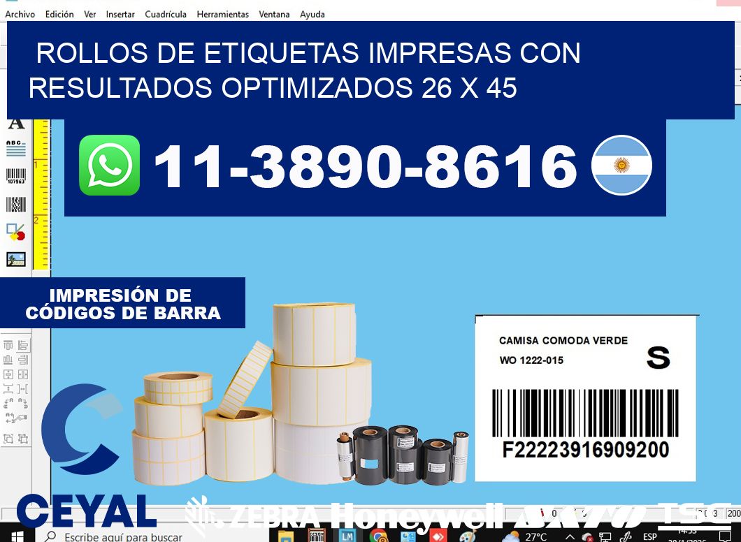 rollos de etiquetas impresas con resultados optimizados 26 x 45