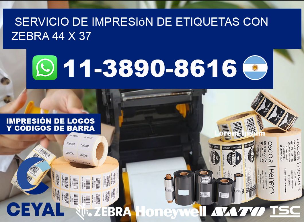 servicio de impresión de etiquetas con Zebra 44 x 37