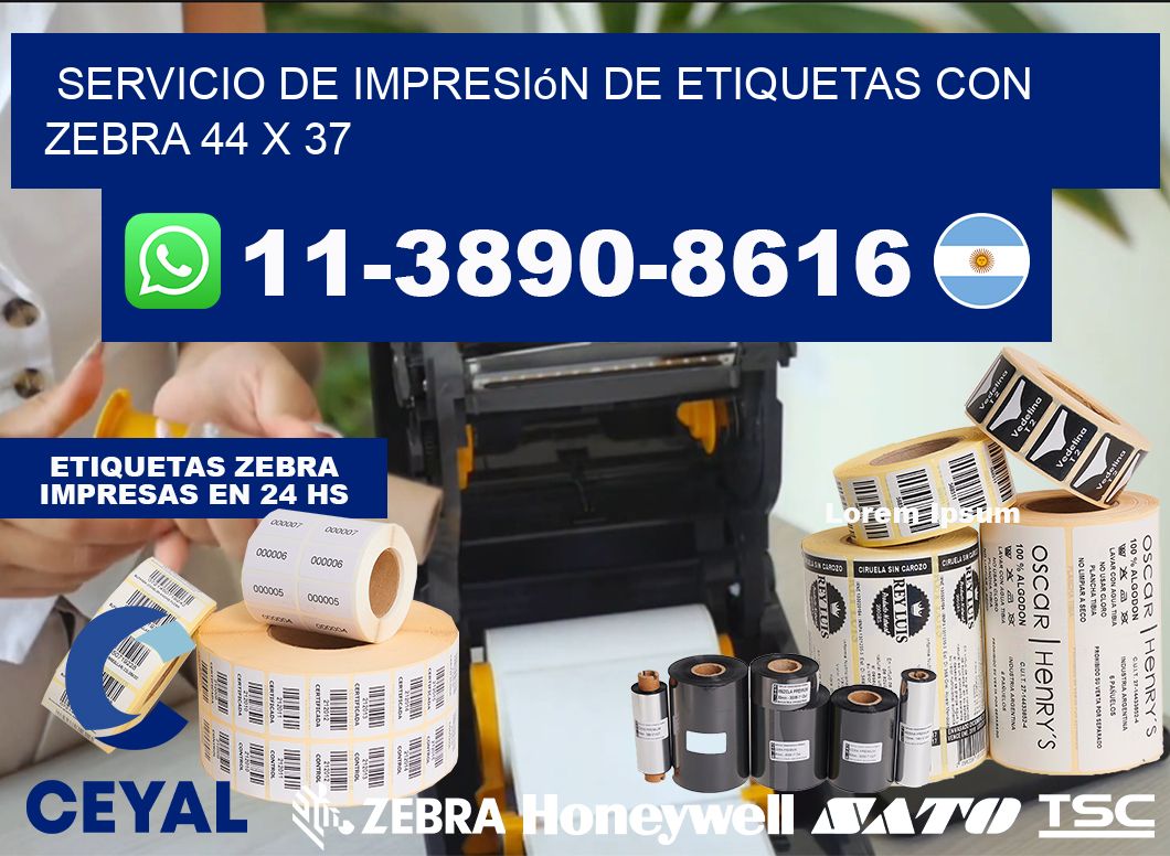 servicio de impresión de etiquetas con Zebra 44 x 37
