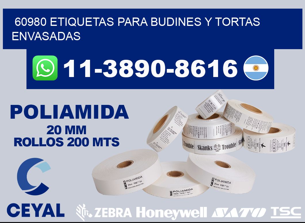 60980 etiquetas para budines y tortas envasadas