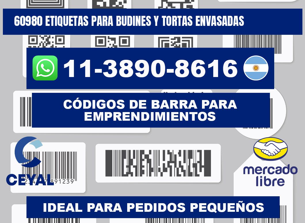 60980 etiquetas para budines y tortas envasadas