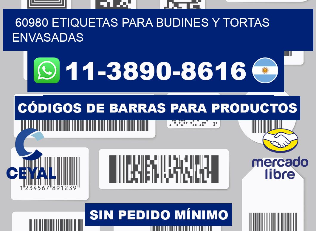 60980 etiquetas para budines y tortas envasadas