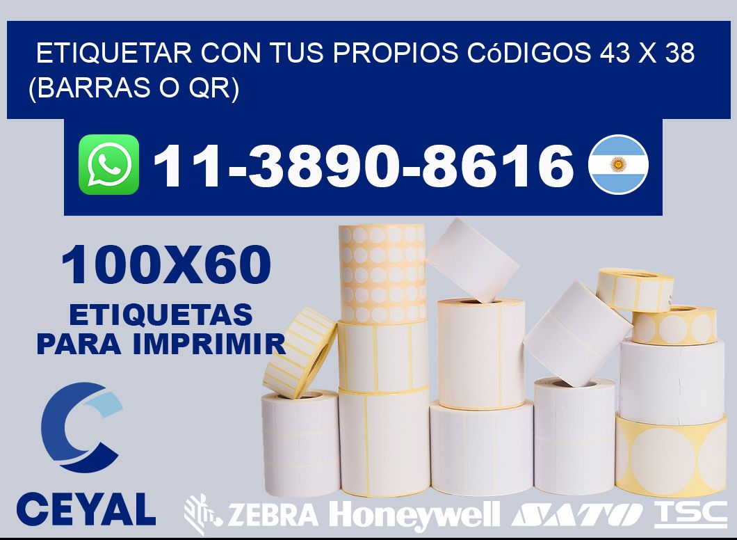 Etiquetar con tus propios códigos 43 x 38 (barras o QR)