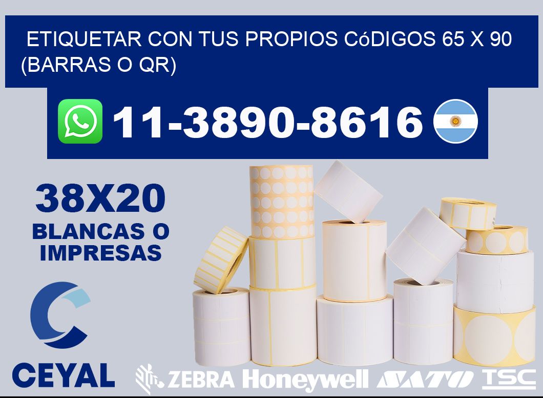 Etiquetar con tus propios códigos 65 x 90 (barras o QR)