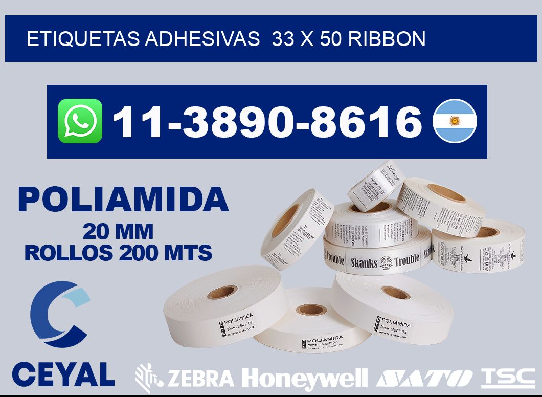 Etiquetas adhesivas 33 x 50 ribbon