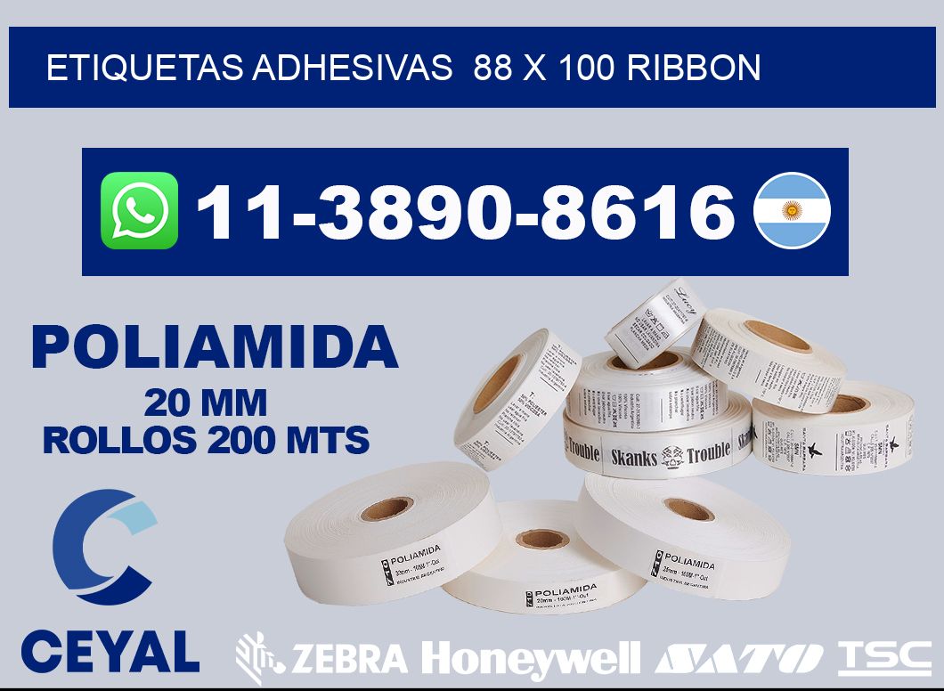 Etiquetas adhesivas  88 x 100 ribbon