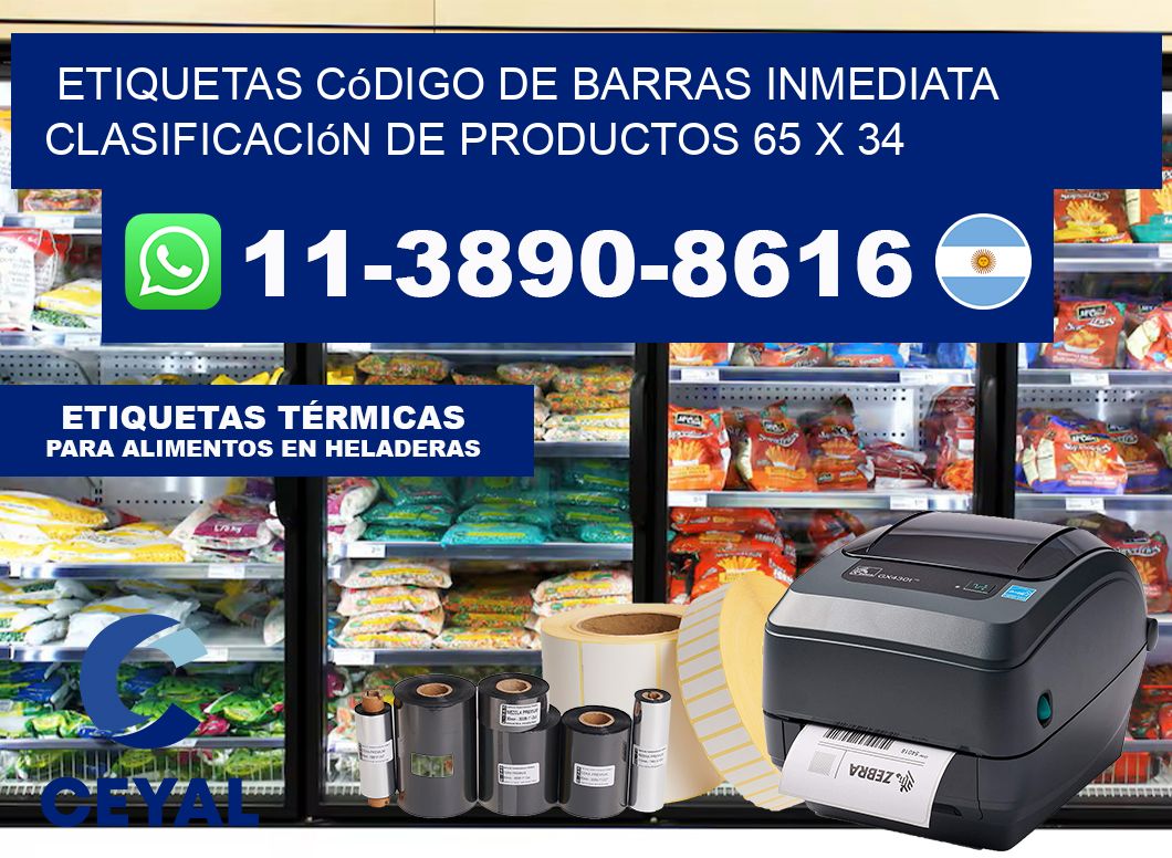 Etiquetas código de barras inmediata clasificación de productos 65 x 34
