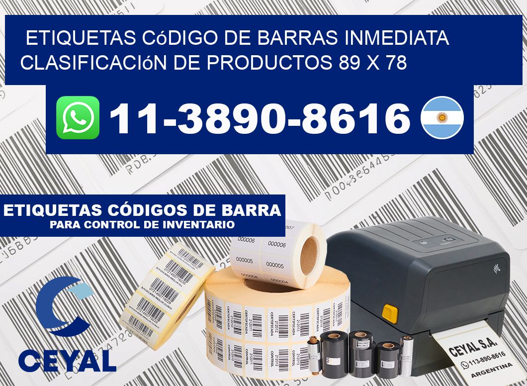 Etiquetas código de barras inmediata clasificación de productos 89 x 78