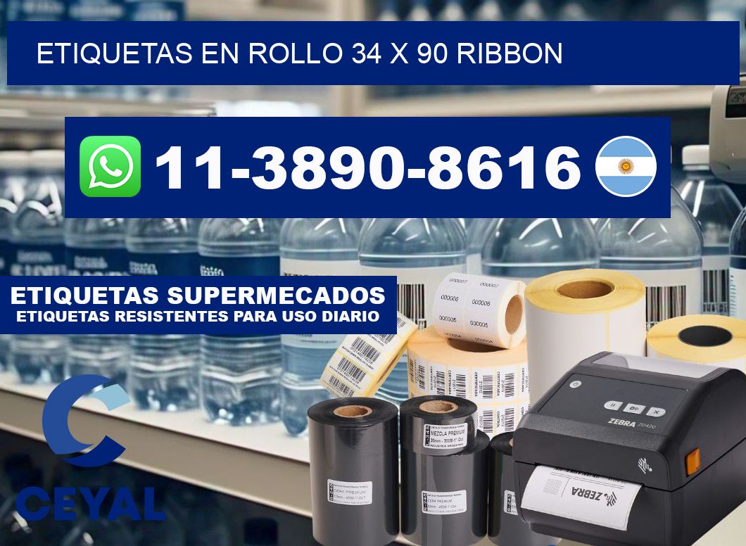 Etiquetas en rollo 34 x 90 ribbon