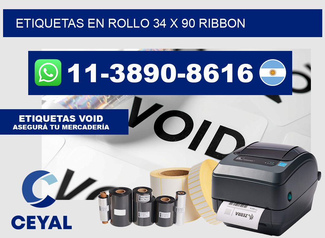 Etiquetas en rollo 34 x 90 ribbon