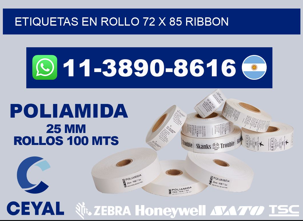 Etiquetas en rollo 72 x 85 ribbon