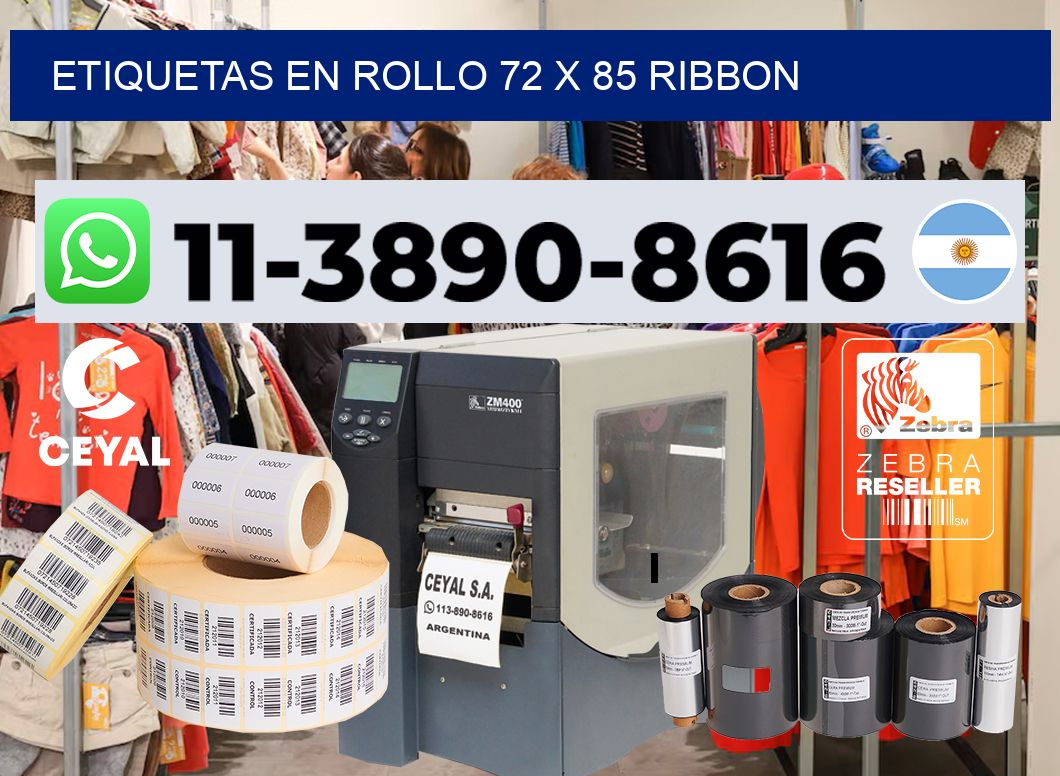 Etiquetas en rollo 72 x 85 ribbon