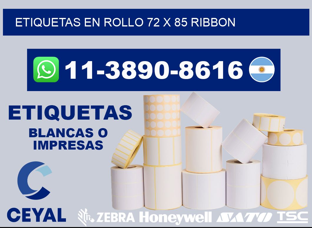 Etiquetas en rollo 72 x 85 ribbon