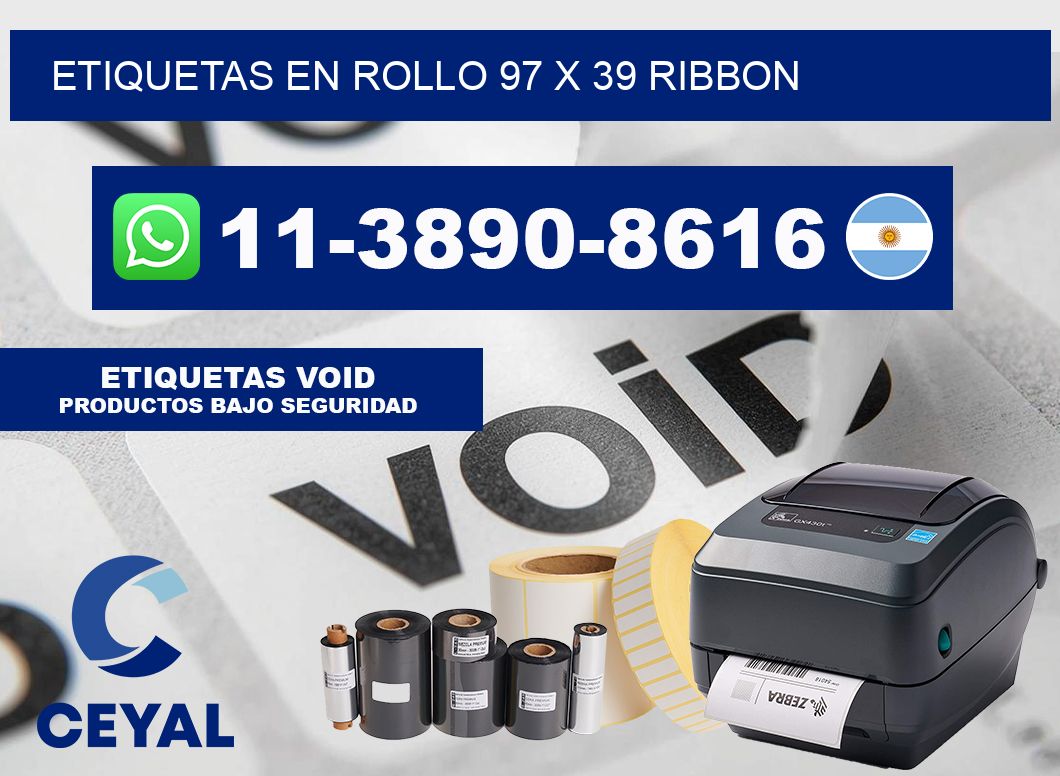Etiquetas en rollo 97 x 39 ribbon