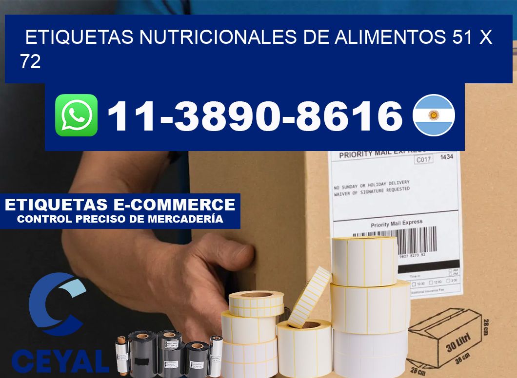 Etiquetas nutricionales de alimentos 51 x 72