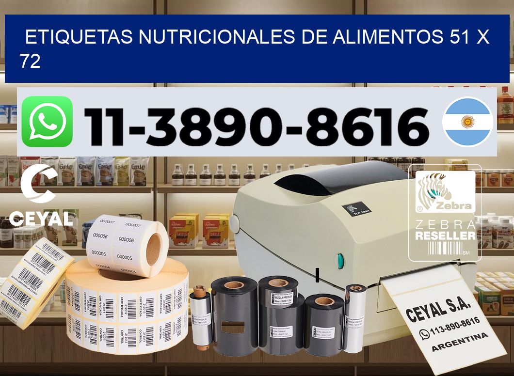 Etiquetas nutricionales de alimentos 51 x 72