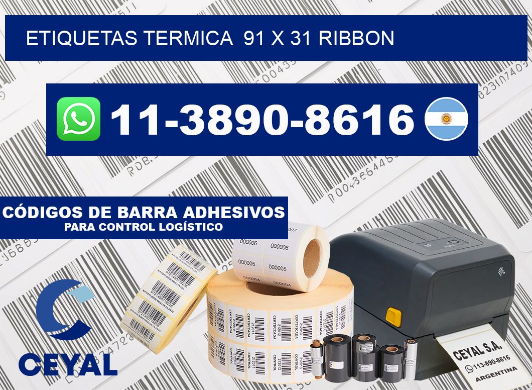 Etiquetas termica  91 x 31 ribbon