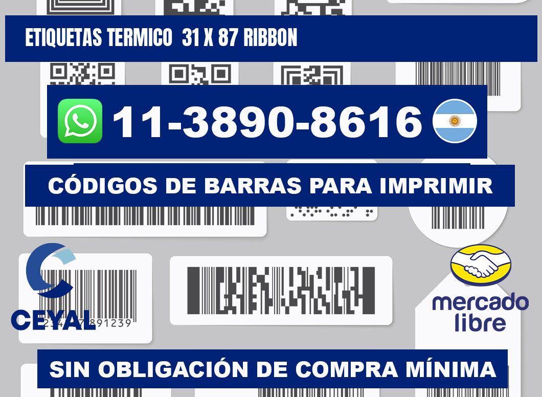 Etiquetas termico 31 x 87 ribbon