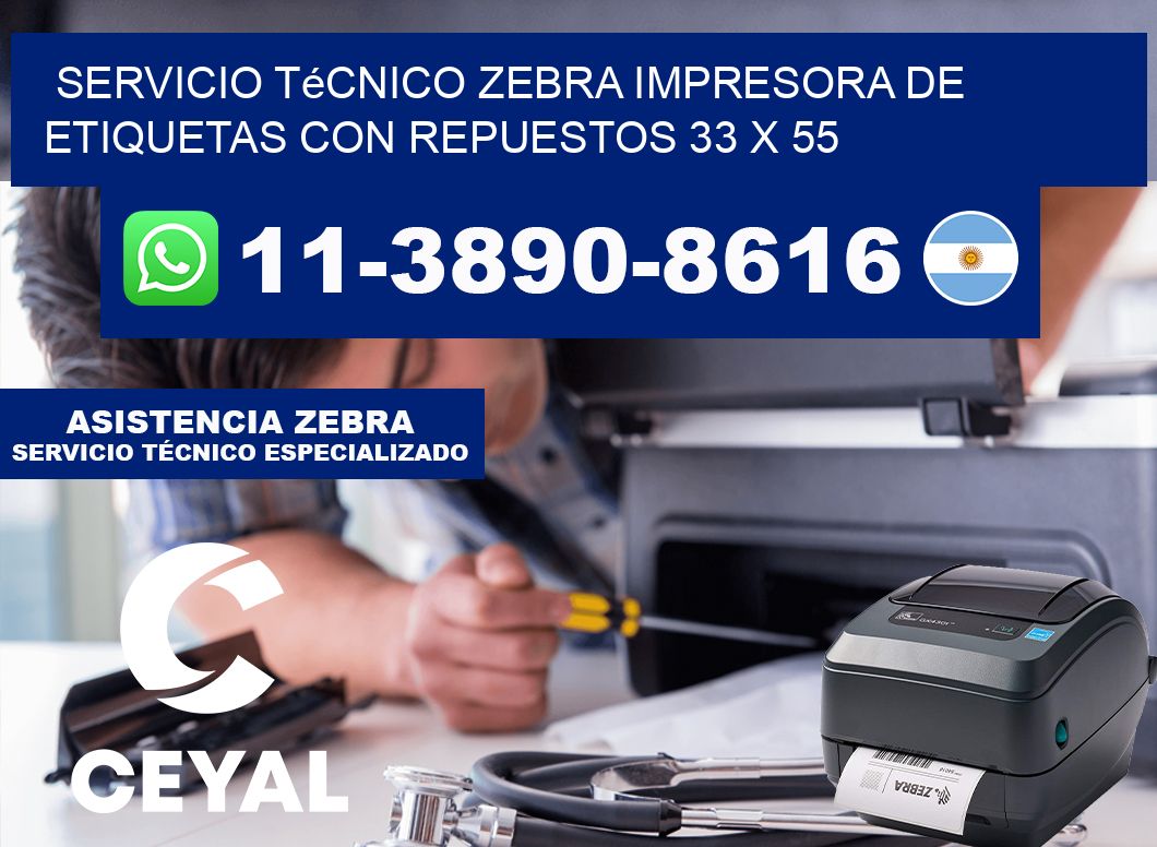 Servicio Técnico Zebra Impresora de Etiquetas con Repuestos 33 x 55