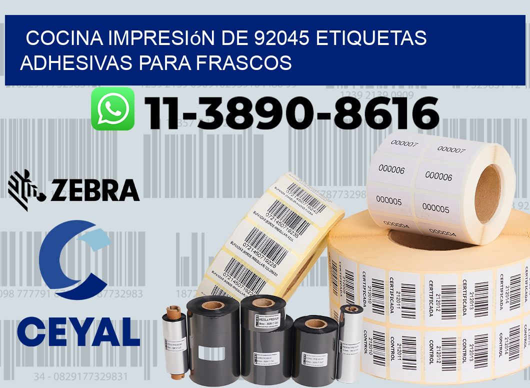 cocina impresión de 92045 etiquetas adhesivas para frascos