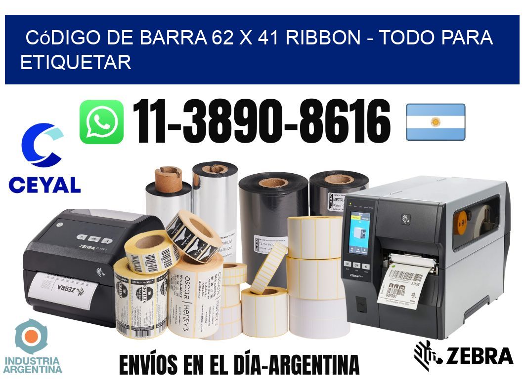 código de barra 62 x 41 ribbon - Todo para Etiquetar