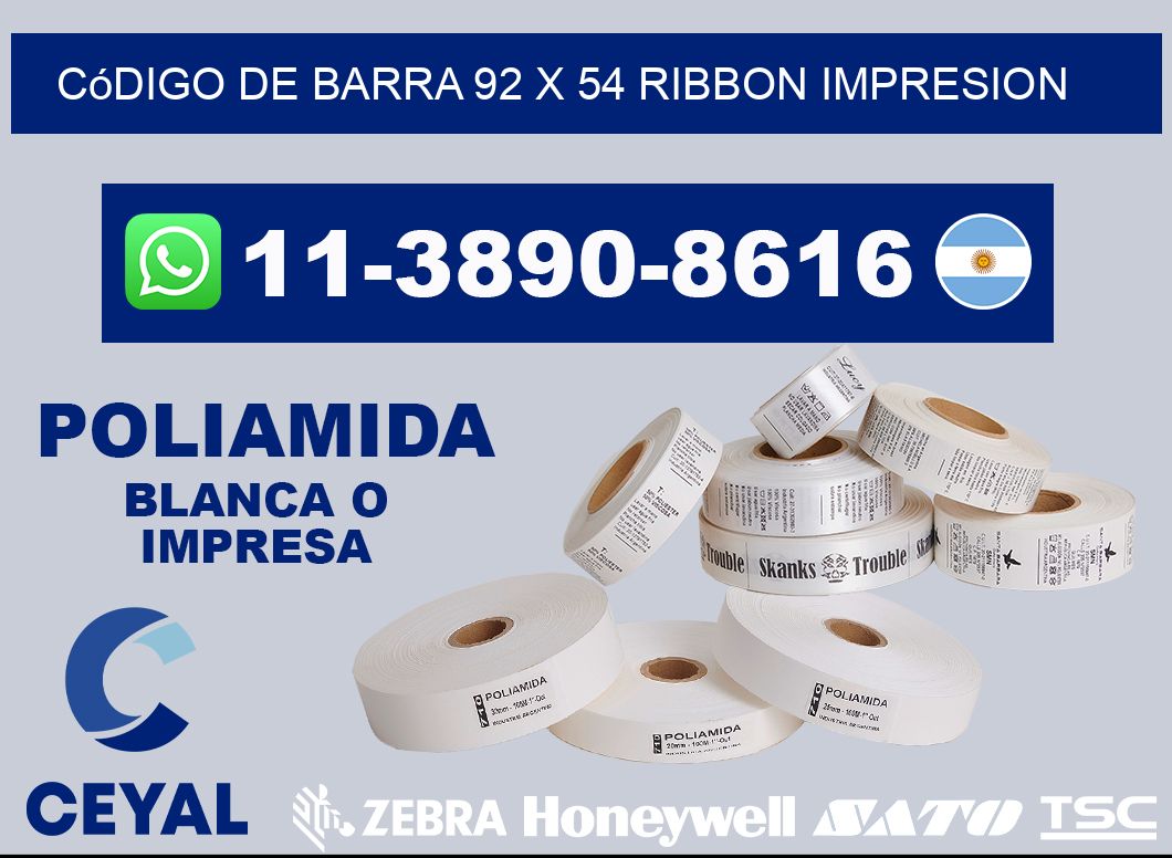 código de barra 92 x 54 ribbon impresion