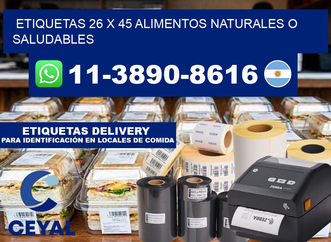 etiquetas 26 x 45 alimentos naturales o saludables