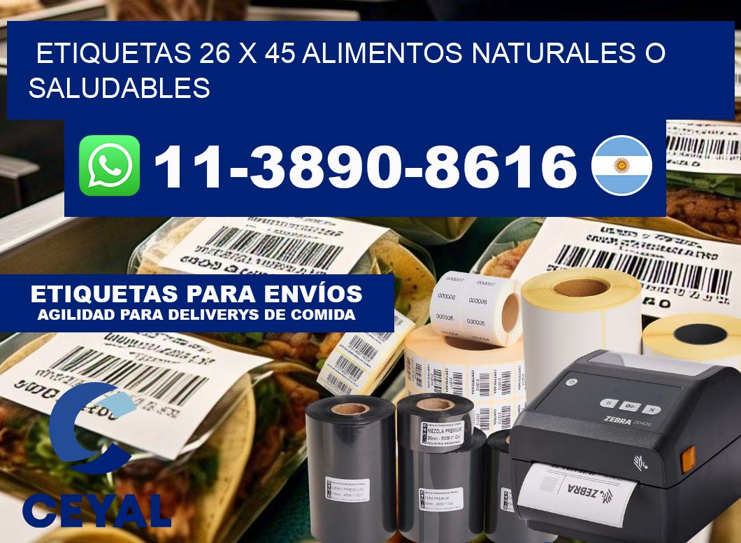 etiquetas 26 x 45 alimentos naturales o saludables