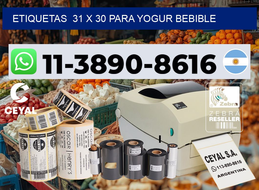 etiquetas 31 x 30 para Yogur bebible
