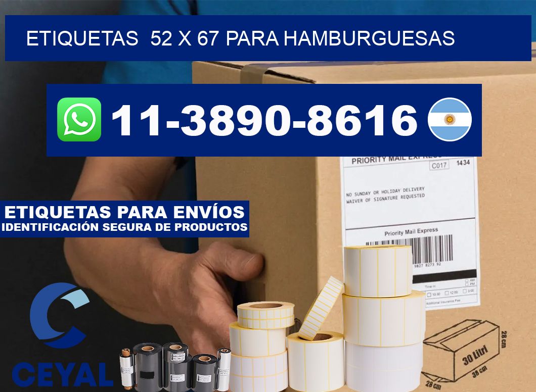 etiquetas  52 x 67 para Hamburguesas