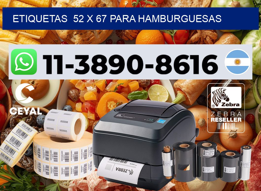 etiquetas  52 x 67 para Hamburguesas