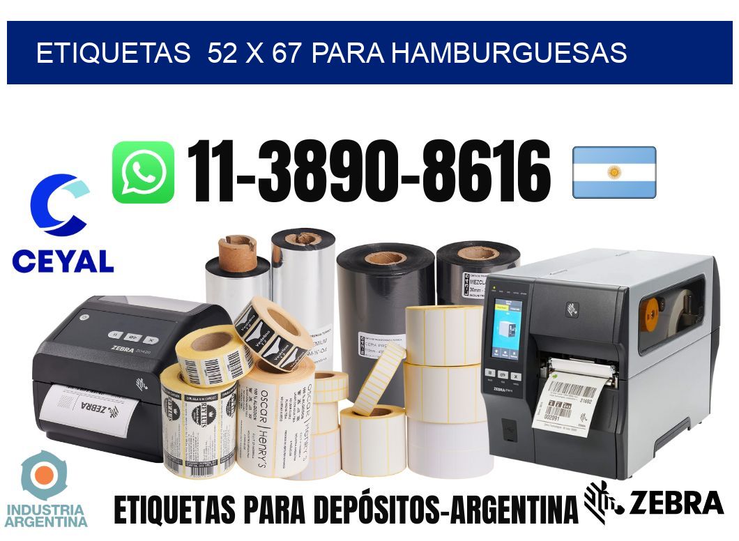 etiquetas  52 x 67 para Hamburguesas